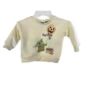 Disney Star Wars Grogu Toddler Size 18M Cream Graphic Sweatshirt Halloween